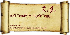 Kázmér György névjegykártya